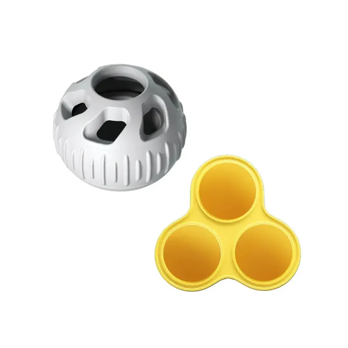 White Silicone Interactive Dog Treat Ball Toy White silicone frozen treat dog toy with reusable ice mold for pet enrichment and chewing