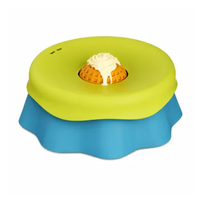 Green Silicone Slow Feeder Bowl for Dogs Green silicone slow feeder bowl with textured lick surface for dog enrichment feeding