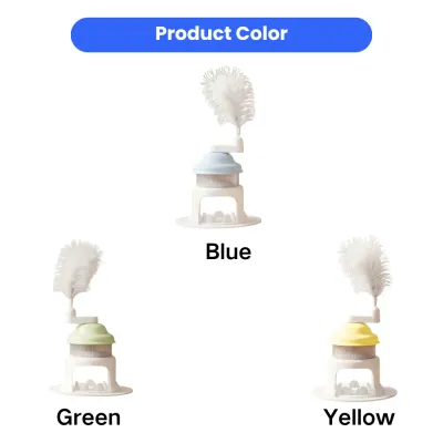 Cat Treat Dispenser Toy Color Options Blue Green Yellow Product color variations of interactive cat treat dispenser toy available in blue, green, and yellow