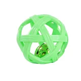 Green hollow pet bell ball toy for cats and dogs with internal jingling bell
