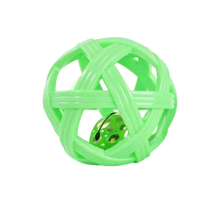 Green hollow pet bell ball toy for cats and dogs with internal jingling bell
