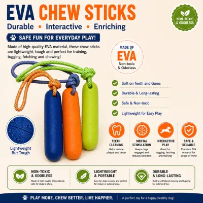 Durable EVA Dog Chew Sticks for Interactive Training Non-toxic EVA dog chew sticks for teeth cleaning tugging fetching and mental stimulation