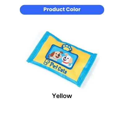 Yellow Tissue Box Interactive Dog Toy Wholesale Yellow Oxford fabric tissue box dog toy with cute puppy print for pet store wholesale and interactive dog play