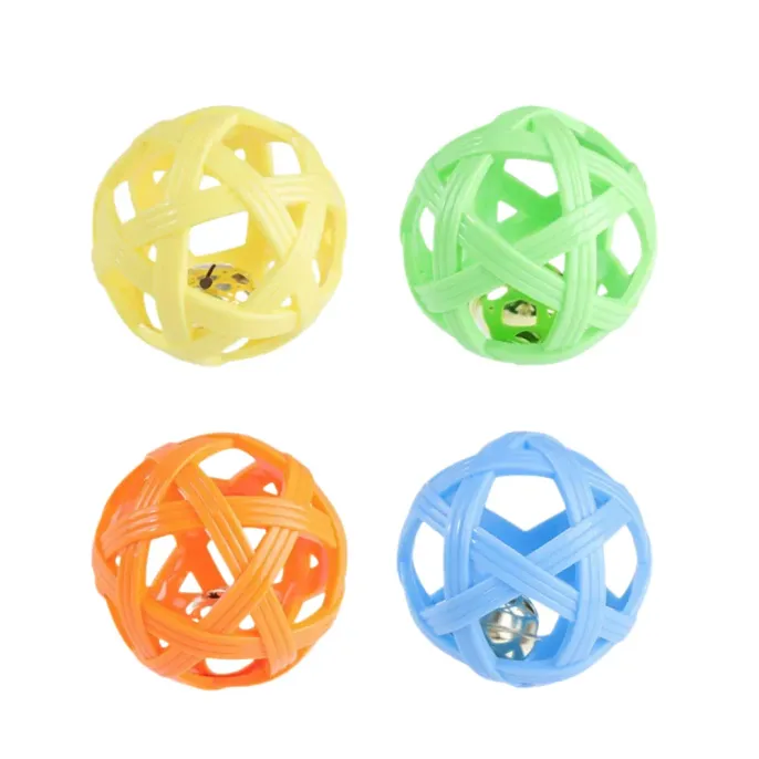 Set of colorful pet interactive bell ball toys for cats and dogs with built-in jingling bell