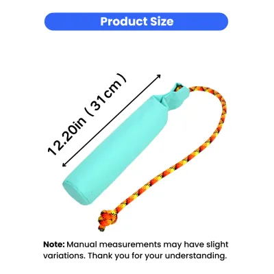Size chart of floating dog rope training stick toy measuring 12.20 inches and 31 cm