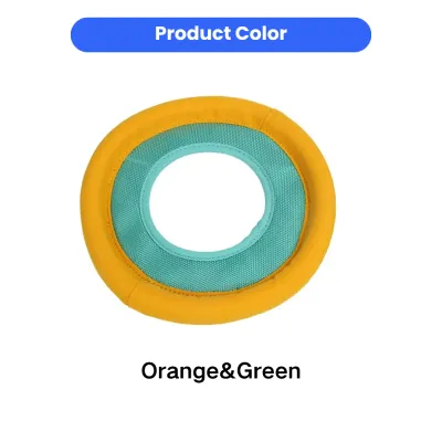 Orange and Green Floating Dog Frisbee Toy Color Option Orange and green dog flying disc toy color variation with soft bite-resistant fabric for dogs