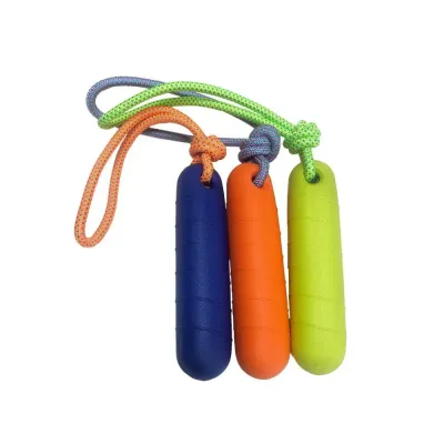 EVA Dog Chew Stick Toys with Rope Handle Bulk Wholesale Colorful EVA dog tug chew toys with rope straps for puppy training and daily chewing