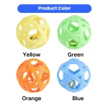Yellow green orange and blue pet bell ball toys for cats and dogs