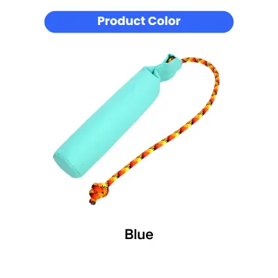 Blue floating dog rope tug toy with strong rope handle for interactive pet training