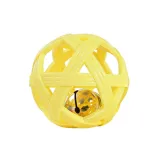 Yellow interactive bell ball toy with built-in metal jingling bell for pets