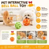 Puppy and kitten playing with interactive bell ball toy indoors