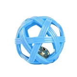 Blue lightweight interactive pet bell ball toy for indoor pet exercise