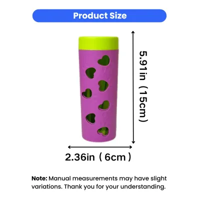 Dog Treat Dispensing Toy Size Guide for Small Dogs Size chart of interactive dog chew toy measuring 5.91in x 2.36in for puppies and small dogs