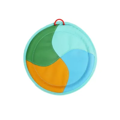 Colorful canvas dog frisbee toy designed for interactive fetch training and outdoor play for dogs