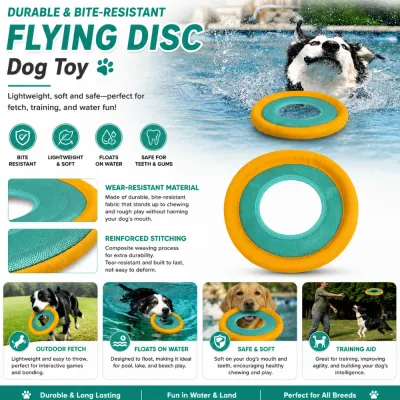 Bite Resistant Floating Dog Flying Disc Toy for Water Play Durable floating dog frisbee toy with bite-resistant material for fetch, swimming, and training games
