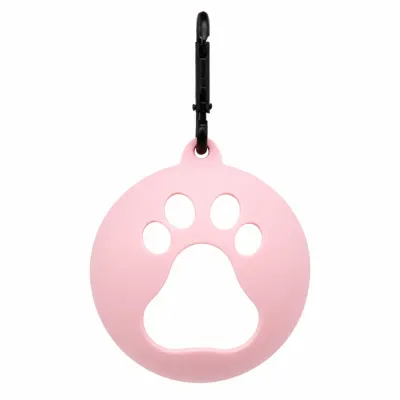 Pink Silicone Dog Ball Cover with Clip Pink silicone dog tennis ball cover with paw shape cutout and portable clip for outdoor pet play