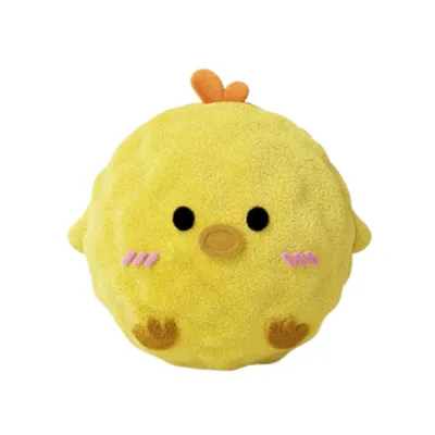 Yellow Chick Plush Squeaky Dog Ball Toy Yellow chick shaped plush squeaky dog toy with soft fabric surface for puppies and small dogs