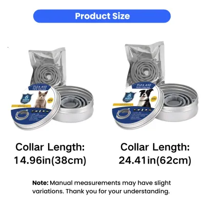 Adjustable Flea and Tick Collar Size Guide for Dogs and Cats | Petfairs Flea and tick collar size chart showing collar length for cats and dogs in inches and centimeters