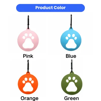 Silicone Dog Ball Cover Multiple Color Options Silicone dog tennis ball covers in pink, blue, orange, and green with portable hanging clips