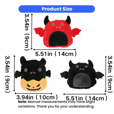 Halloween Bat Cat Toy Size Guide Size chart for Halloween bat catnip plush toys with inch and centimeter measurements