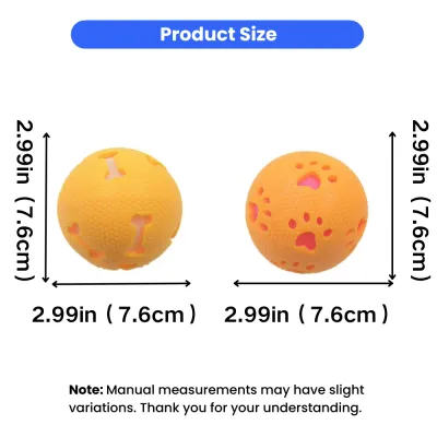 TPR Dog Toy Ball Size Guide 2.99 Inch Size chart for TPR dog rubber elastic ball toy measuring 2.99 inches or 7.6 cm