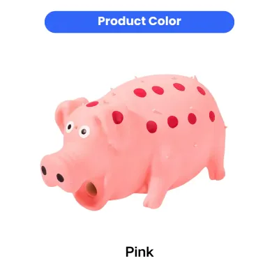 Pink Pig Dog Chew Toy Color Display Pink pig squeaky chew toy color option for dogs made from soft latex material
