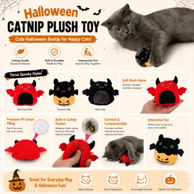 Halloween Catnip Plush Toy for Interactive Cat Play Halloween catnip plush toy for cats with soft plush fabric and interactive play features