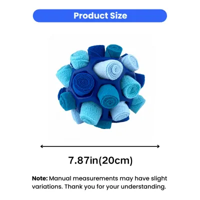 Large Dog Snuffle Ball Toy Size 7.87in 20cm for Dogs Large dog snuffle ball toy measuring 7.87 inches 20cm designed for treat hiding and slow feeding games