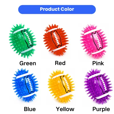 Colorful TPR Rugby Dog Squeaky Toys Wholesale Colorful TPR rugby shaped squeaky dog toys in green red pink blue yellow and purple colors