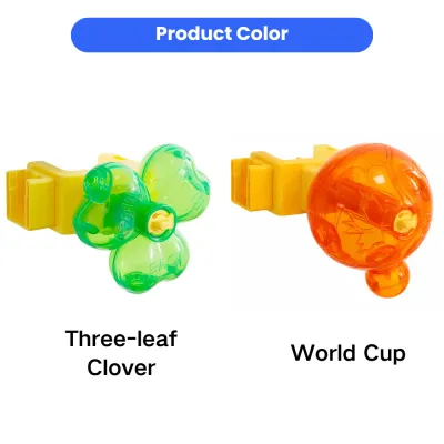 Clamp-On Pet Treat Dispensing Toy with Two Shapes Adjustable pet food leakage toy in three-leaf clover and world cup designs for cats and dogs