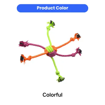 Colorful Multi-Rope Dog Chew Toy Color Display | Petfairs Colorful durable rope knot dog toy with bright cotton ropes for dogs
