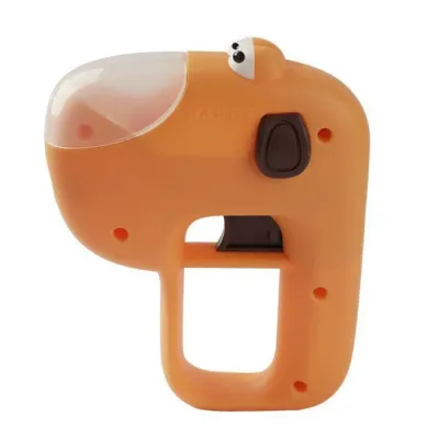 Handheld Pet Treat Launcher Toy for Dog and Cat Training Handheld orange pet treat launcher for dog and cat reward training on white background