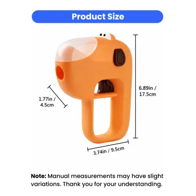 Pet Treat Launcher Size Details for Interactive Dog & Cat Training Toy Size dimensions of interactive pet treat launcher toy for cats and dogs with ergonomic handheld design