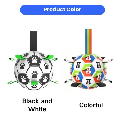Black and white and colorful world cup style dog soccer toys for outdoor fetch training and interactive play