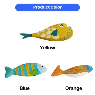 Yellow blue and orange realistic fish cat toys for cats in multiple color styles
