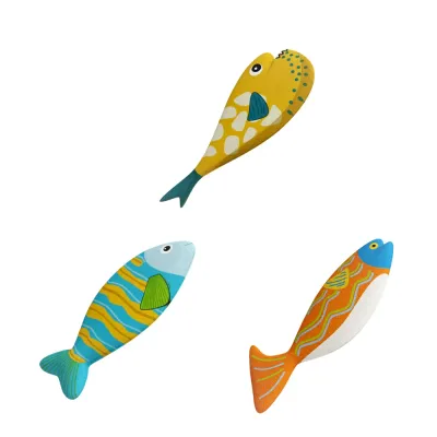 Set of colorful realistic fish cat toys with catnip design for indoor cats and kittens