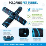Interactive Foldable Cat Tunnel with Hanging Ball & Crinkle Sound Foldable interactive cat tunnel featuring hanging ball toy, crinkle sound fabric, and four-way play design