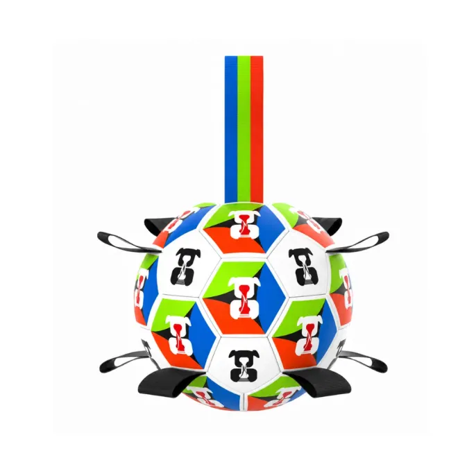 Colorful Interactive Dog Soccer Ball Toy Colorful world cup themed dog soccer ball toy with pull tabs and hanging strap