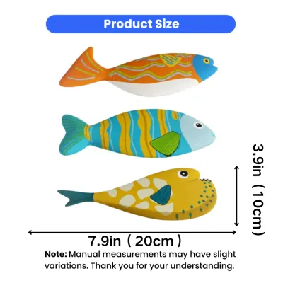 Realistic fish cat toy size guide showing 7.9 inch 20 cm dimensions for cats