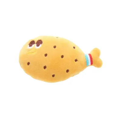 Yellow Chicken Leg Plush Cat Toy White Background | Petfairs Yellow chicken leg plush cat toy isolated on white background with soft fabric and catnip filling