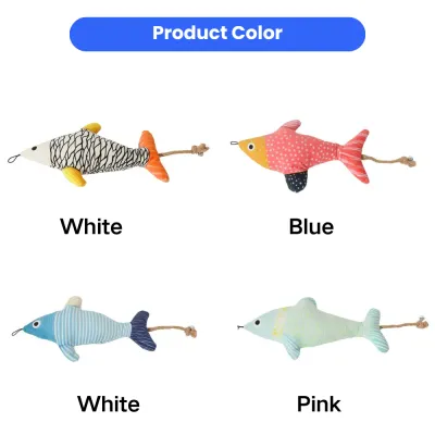 Color Options for Plush Fish Cat Toys with Bell | Petfairs Color variations of plush fish-shaped cat toys including striped, dotted, and pastel fish designs