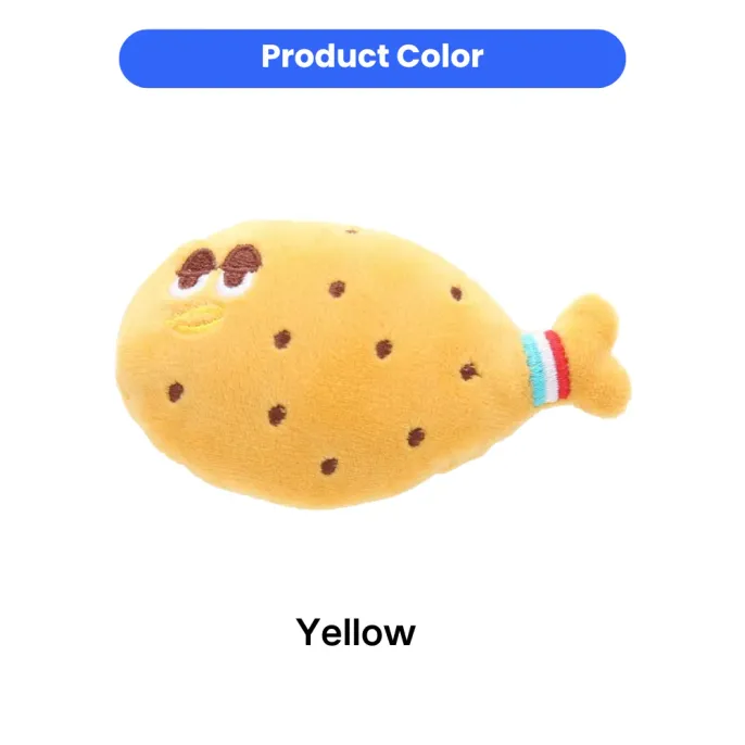 Yellow chicken leg plush cat toy color display for wholesale pet toy collection