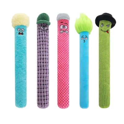 Funny Long Monster Dog Squeaky Toys Bulk Wholesale Colorful long monster squeaky dog toys with funny facial expressions and soft plush fabric for interactive chewing play