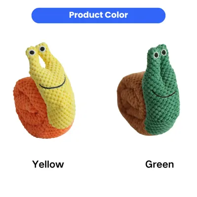Snuffle Snail Dog Toy Color Options for Pet Stores Plush snuffle snail dog toy available in yellow orange and green brown color options