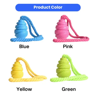 Interactive Rubber Rope Dog Toy Available Colors Blue pink yellow and green rubber rope dog toys for chewing and fetch play