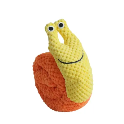 Plush Snuffle Snail Dog Toy for Interactive Treat Training Yellow plush snuffle snail dog toy designed for treat hiding, slow feeding, and interactive enrichment play