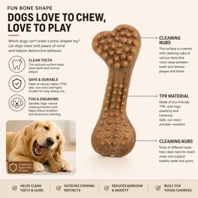 Textured Dog Dental Chew Toy for Teeth Cleaning Durable dog dental chew toy with textured cleaning nubs and TPR material for reducing boredom and supporting oral health