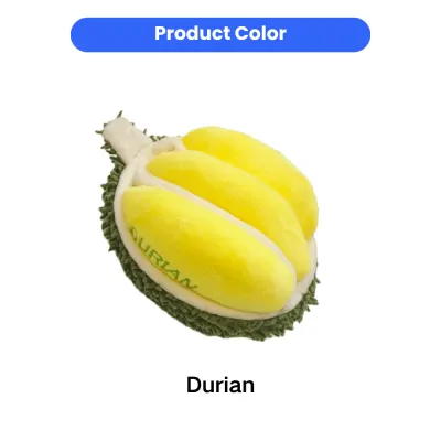 Yellow Plush Durian Dog Toy Color Display Yellow plush durian dog toy with soft textured shell and removable plush pieces