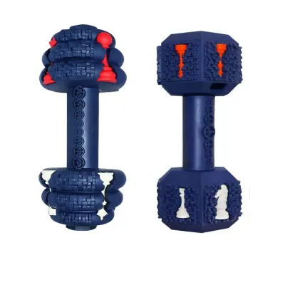 Natural Rubber Dumbbell Dog Chew Toy Set for Aggressive Chewers Blue circular and square natural rubber dumbbell dog chew toys for teeth cleaning and interactive chewing
