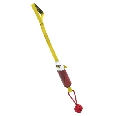 Eagle Shape Interactive Tug Dog Toy for Dogs Eagle-shaped squeaky dog tug toy with rubber handle and rope knot ball